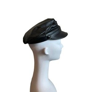 Biker Leather Riding Cap Made in USA Black SZ Small